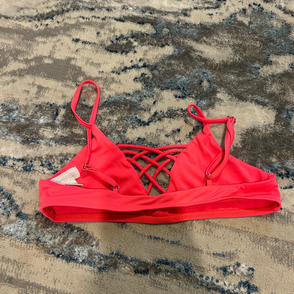 Red Bikini with Criss-Cross Straps and Triangle Cut
